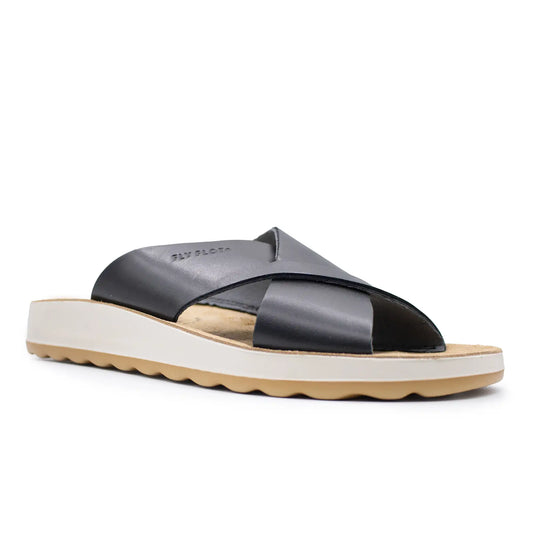 Leather Woman Slipper Black