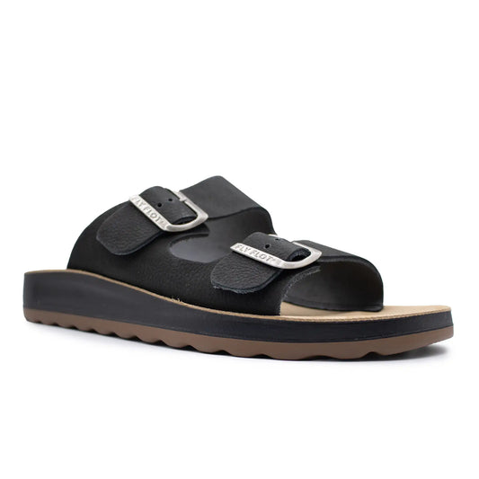 Leather Man Slipper Black