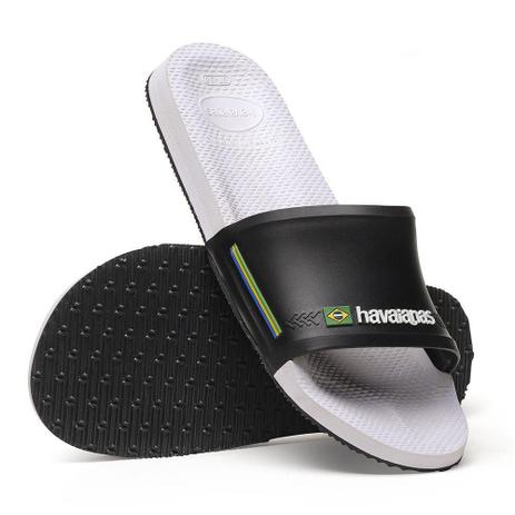 HAVAIANAS SLIDE BRASIL BRANCO PRETO