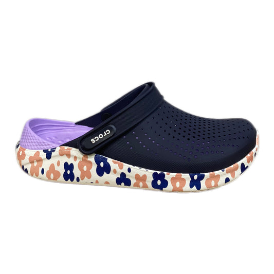 CROCS LITERIDE bleu nuit est mauve et blanc avec fleurs