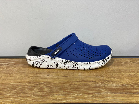 CROCS LITERIDE CLOG BLEU ET NOIR ET BLANC MOUCHETÉ