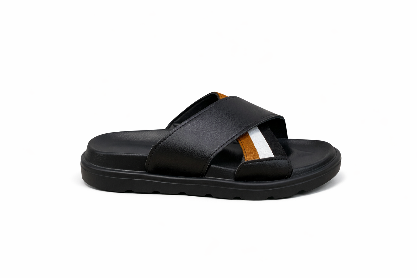 CLAQUETTE CROISÉ NOIR ET BLANC ET MARRON