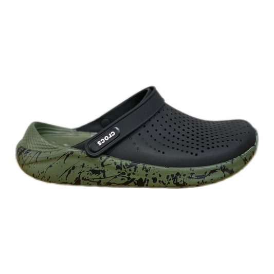 CROCS LITERIDE CLOG NOIR ET VERT MOUCHETÉ
