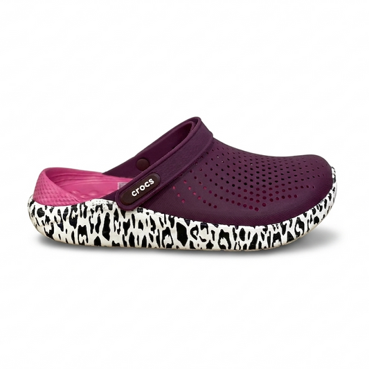 CROCS Violet et rose et blanc moucheté